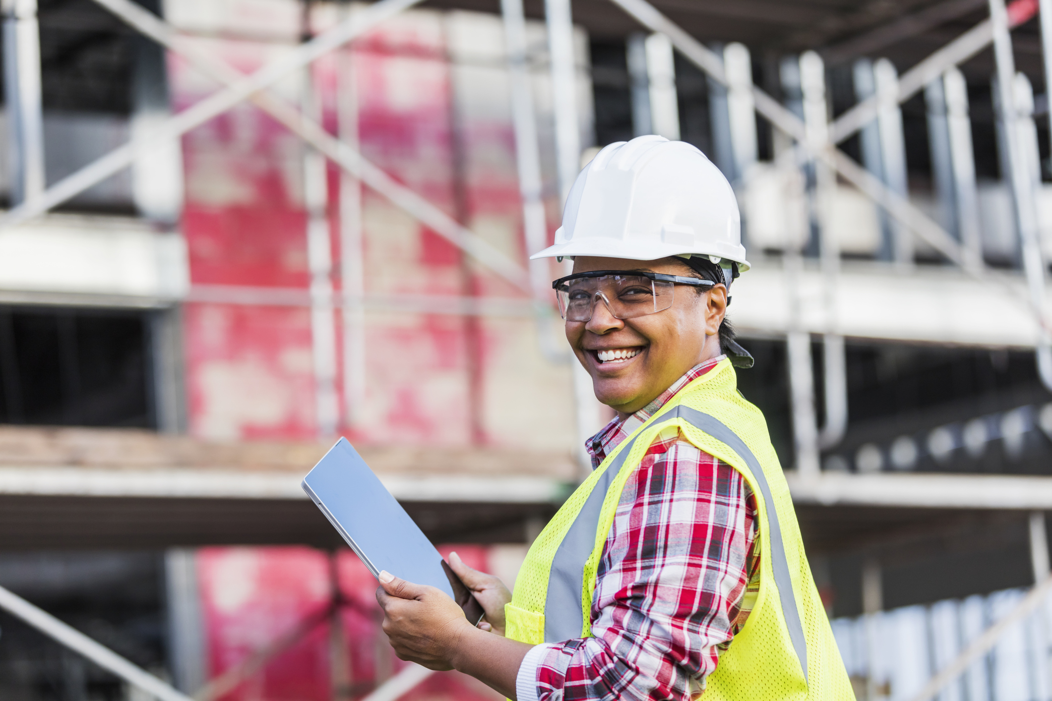 Happy construction worker